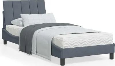 Produktbild von Design Bettgestell mit Kopfteil Dunkelgrau 90x190 cm Samt, Klassische Betten 2024 Neu