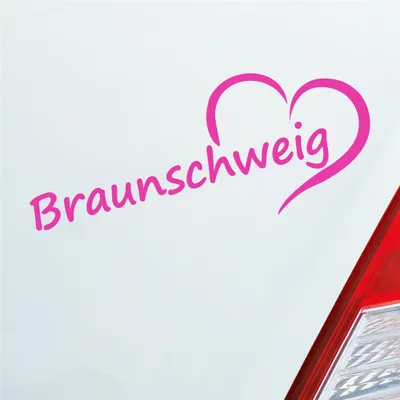 Produktbild von Auto Aufkleber Braunschweig Herz Stadt City Liebe Love 19,5x8 cm Pink Sticker Heckscheibenaufkleber
