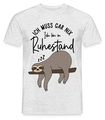 Produktbild von Spreadshirt Ruhestand | Faultier Ich Muss Gar Nix Männer T-Shirt, XXL, Grau meliert