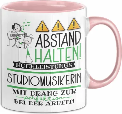 Produktbild von Studiomusikerin Tasse Geschenk Lustig Abstand Halten Hochleistungs-Studiomusikerin Mit Drang Zur Perfektion Bei Der Arbeit (Rosa)