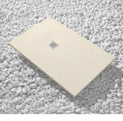 Produktbild von Duschwanne 90X135 cm Vulcano Line Slim Hellelfenbein Ral 1015 aus Kunstharz und Marmorpulver mit freiem Abfluss - FRASCIO