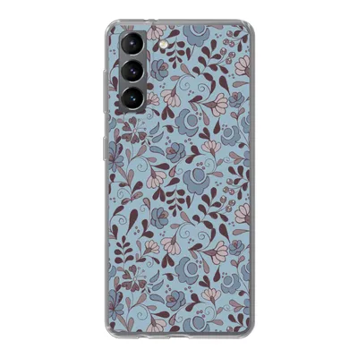 Obrázok produktu pre Kryt mobilného telefónu pre Samsung Galaxy S21 Vzor - Kvetina - Sivá - Modrá Silikónové mäkké puzdro