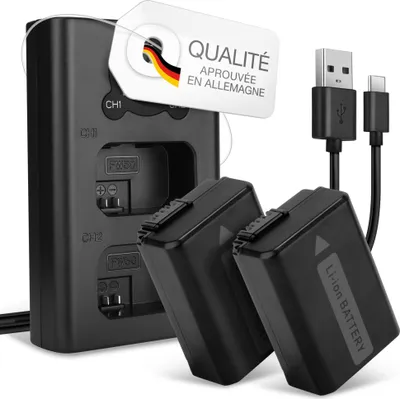 Image de CELLONIC 2x Batterie pour Appareil photo Compatible avec Sony ILCE-6000 (α6000), A6400 ILCE-6400, Alpha 6400 ILCE-6400, NP-FW50 - (1030mAh, 7.4V) + Chargeur Double