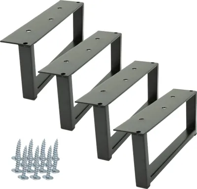 Zdjęcie produktu dla zestaw 4 nóg meblowych, czarny mat, wysokość 9 cm, długość 20 cm - Minimalistyczne metalowe nogi meblowe zapewniające elegancki styl i łatwy montaż.