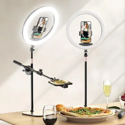 Immagine prodotto di Azomor Anello luminoso a LED dimmerabile da 12 pollici con treppiede flessibile per scatti perfetti