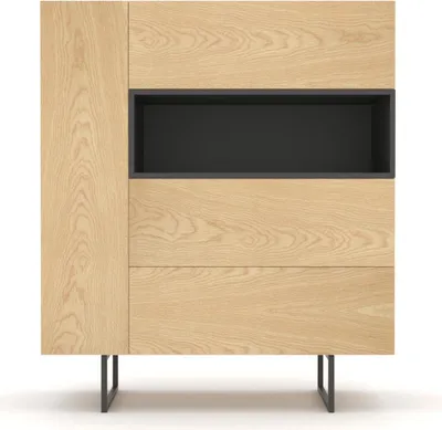 Produktbild von Kommode Sideboard Highboard Anrichte Wohnzimmer Schrank Holz ABATO-122-D Eiche