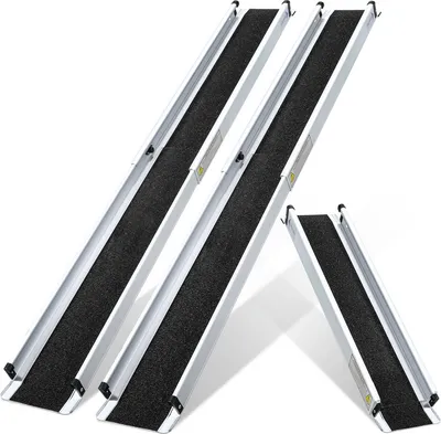 Produktbild von Jopassy Rollstuhlrampe Rollirampe Auffahrschiene Faltbar Alu Teleskoprampe rutschfeste Oberfläche inkl. Tasche 213cm