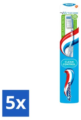 Produktbild von 5 x Aquafresh Clean Control Zahnbürste Medium - Vorteilspackung - 5 Stücke