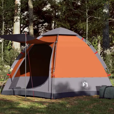 Produktbild von "2026 Promotion" Campingzelt 4 Personen, Familienzelt UV-Schutz, Grau und Orange Quick Release - Campingzelte CC23135