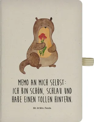 Produktbild von Mr. & Mrs. Panda notizbuch Otter Blumenstrauß - Transparent - Geschenk, Notizheft, Süß, Selbstliebe, Achtsamkeit, Positiv, Journal, Tagebuch, Seeotter, A5, Kladde