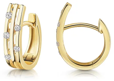 Produktbild von Fascination by Ellen K. Klappcreolen 375/- Gold 1,5cm gelb Zirkonia weiß 371310892-2
