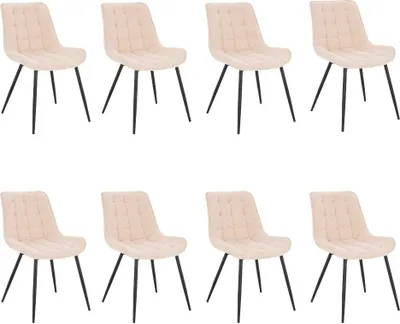 Obrázek produktu pro HOME DELUXE - Čalouněná židle IKALO sada 8 kusů - barva: krémová - měkké čalounění, max. nosnost 120 kg I Kuchyňská židle Jídelní židle Židle do jídelny