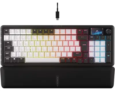 Image de Corsair VANGUARD 96, câble, USB, clavier mécanique, disposition QWERTZ, éclairage RGB LED, noir, blanc