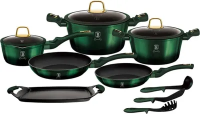 Zdjęcie produktu dla GARNKI TYTANOWE BERLINGER HAUS 12 elem. BH-6066 EMERALD