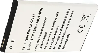 Produktbild von Akku für Emporia Pure ersetzt AK-V25, Li-ion, 3,7V, 1200mAh, 4,4Wh