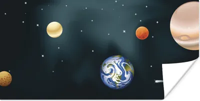 Produktbild von MuchoWow® Poster Eine Illustration des Sonnensystems mit unserem Planeten 80x40 cm - Wanddeko