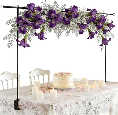 Immagine prodotto di Arco decorativo per tavolo, da 80 a 242 cm, supporto regolabile in metallo con morsetti, ideale per eventi