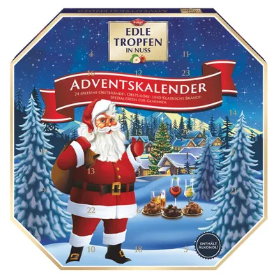 Zdjęcie produktu dla Noble drops in nuts Kalendarz adwentowy wypełniony czekoladkami alkoholowymi 300g