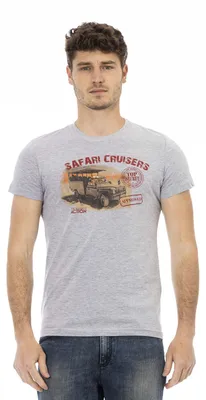 Immagine prodotto di Maglietta da uomo, manica corta, girocollo, stile safari, marca Cruisers, colore grigio, realizzata in cotone e viscosa