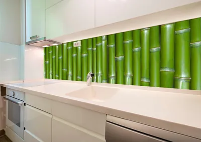 Obrázek produktu pro HUBDECO Samolepicí kuchyňská tapeta Fototapeta s matným laminátovým povrchem na dlaždice, plexisklo, nábytek, skříně, zrcadla Zelený bambus 350 x 60 cm