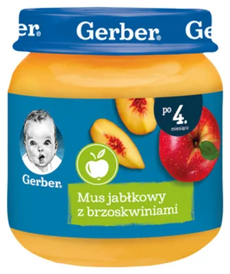 Zdjęcie produktu dla Nestle 5900452071052, Jabłko, Brzoskwinia, 125 g, Słoik, 4 mies., Barwnik, Środek konserwujący, 203 kJ