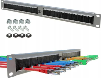 Produktbild von RACK 19 Zoll 1HE Cable Organizer mit Stalflex Kabelverschraubung Kabeleinführung