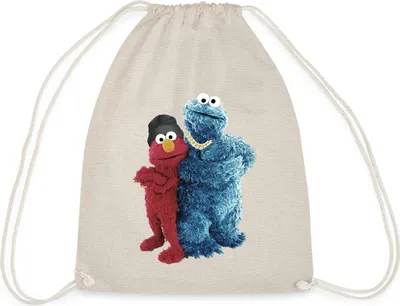 Produktbild von Spreadshirt Sesamstraße Gangster Krümelmonster & Elmo Turnbeutel, One size, Natur