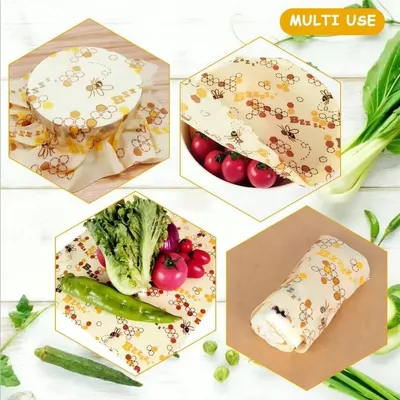 Produktbild von CHPN – Lebensmittelfolien – Bienenwachstuch für Lebensmittel – Lebensmittelpapier – Bienenwachsfolie – 3 Stück – wiederverwendbare Lebensmittelfolie – 3 Größen.