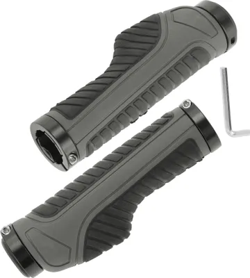 Produktbild von 1 Satz Fahrradlenkergriffe, rutschfeste Fahrradgriffe mit Werkzeugen, Lenkergriffe mit Aluminiumlegierungssperre für E-Bike Trekking Bike MTB, Grau