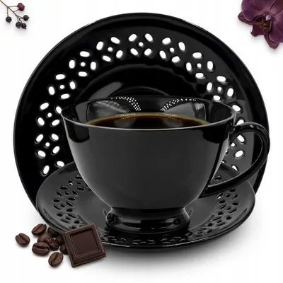 Produktbild von Sokomedica Keramik-Tasse mit Untertasse 260 ml Schwarz