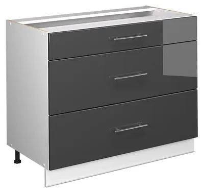 Produktbild von Küchenunterschrank Vicco Fame-Line Anthrazit Hochglanz/Weiß 100 cm ohne Arbeitsplatte, Model 61614