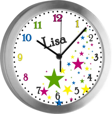 Produktbild von Kinderzimmer Funkwanduhr, Funkuhr Wanduhr Kinder, Sterne 25 cm