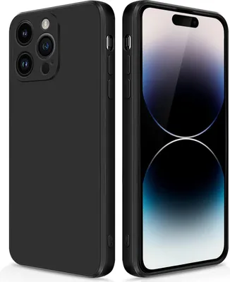 Produktbild von Silikon Hülle für iPhone 14 Pro Flüssigsilikon Dünn Gel Gummi Matt Kratzfeste Schutzhülle Schwarz