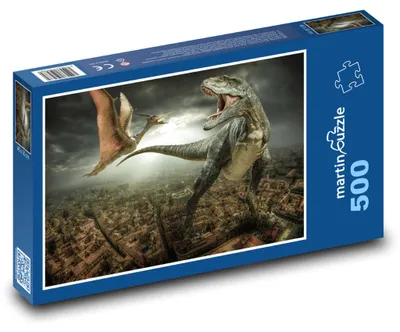 Zdjęcie produktu dla Puzzle 500 Dinozaury atakują miasto - martinpuzzle
