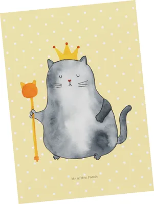 Produktbild von Mr. & Mrs. Panda Grußkarte Katze König - Gelb Pastell - Geschenk, Fotokarte, Cat, Postkarten, Wohnung, Königlich, Ansichtskarten, Ansichtskarte, Postkarte, Cats, Krone