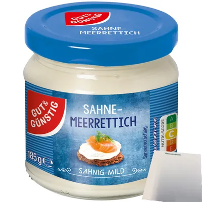 Produktbild von Gut & Günstig Sahnemeerrettich Sahnig-Mild (185g Glas) + usy Block