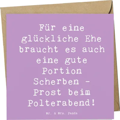 Produktbild von Mr. & Mrs. Panda Grußkarte Spruch Scherben Polterabend - Lavendeltraum - Geschenk, doppelkarte, Sprüche zur Hochzeit, Heirat, Humor, anlasskarte, Glückwünsche, faltkarte