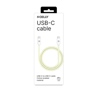 Productafbeelding van Celly USBCUSBCCOTTYL, 1,5 meter, USB-C, USB-C, Wit, Geel