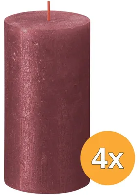 Productafbeelding van 4x Bolsius Metallic Rustiekkaars 130/68 Rood (1 stuk)