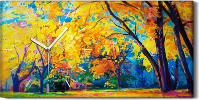 Produktbild von Wandbild Leinwand Bilder Wanduhr 60x30 Bild Landschaft Herbst Wald park Bäume - weiße Hände