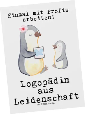 Produktbild von Mr. & Mrs. Panda Postkarte Logopädin Leidenschaft - Weiß - Geschenk, Studium, bildkarte, Fotokarte, Ansichtskarte, Ausbildung, Spruch, Lustig, Postkarten, Grußkarte