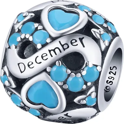 Image de Charms Pandora pour le mois de décembre, anniversaire, argent 925