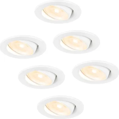 Produktbild von hoftronic LED Einbaustrahler 5W 2700K IP44 Weiß 6er Set Schwenkbar Dimmbar