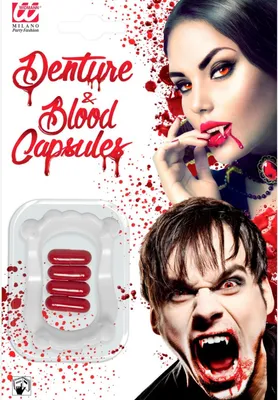 Image de Dent de vampire avec 4 capsules de sang