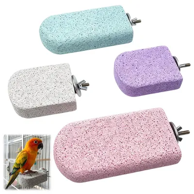 Productafbeelding van Vogelstokken, mineralensteen, 4 stuks, vulkanisch gesteente voor parkieten, accessoire, knaagstok
