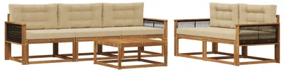 Immagine prodotto di vidaXL Set divani da esterno con cuscini 6 pezzi Naturale e Beige