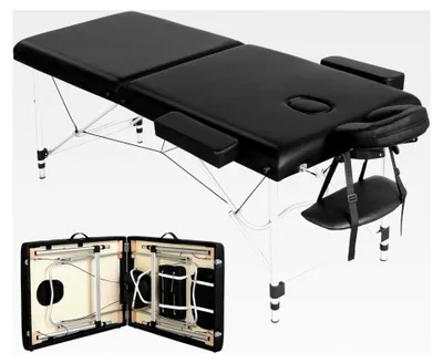 Produktbild von Mobile Massageliege 2 Zonen höhenverstellbar mit Aluminium-Füßen und Tragetasche, 213 * 90 cm