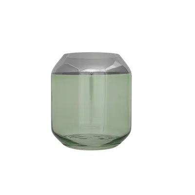 Produktbild von Fink SMILLA, Teelichthalter, Vase, Glas, Silberfolie, glatt, hellgrün, silberfarben, H. 20.6 cm, D. 18.5 cm 116115