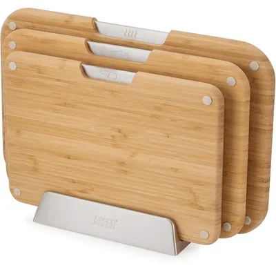 Produktbild von Joseph Joseph Folio Steel 3-tlg. Schneidebrett-Set Bambusblock