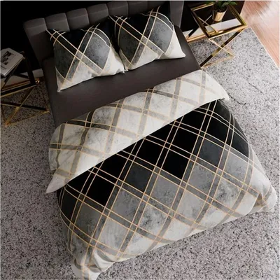 Produktbild von Bettwäsche, Baumwollsatin-Bettwäsche 200x220 Cindera Grau-Schwarz